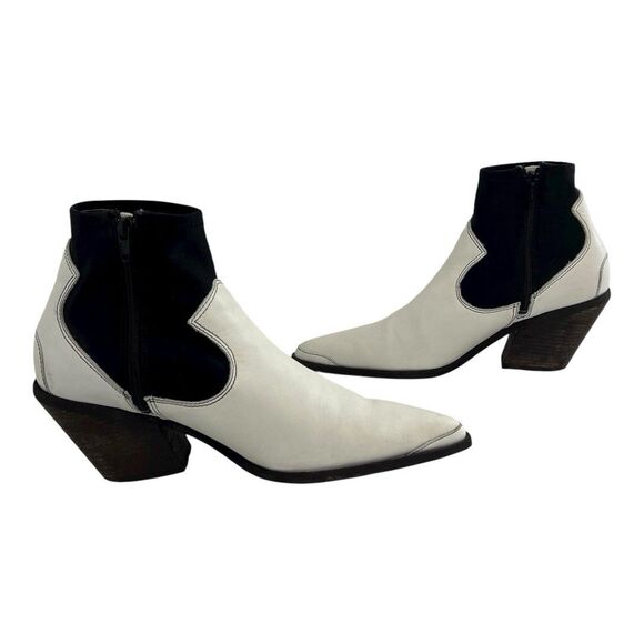 Free People Womens Size 39 White Black Jackson West Boots Western Ankle Bootie - Picture 6 of 10